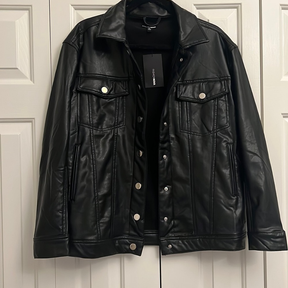 Fashion nova leather jacket shacket